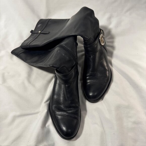 Browns Italian Leather High Knee Riding Boots 37 6.5 Quiet Luxury Preppy Fall - Picture 14 of 16